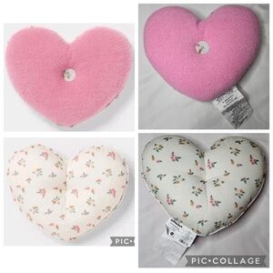NWOT Pillowfort Heart Shaped Floral Reversible Decorative Throw Pillow 15" x 12"